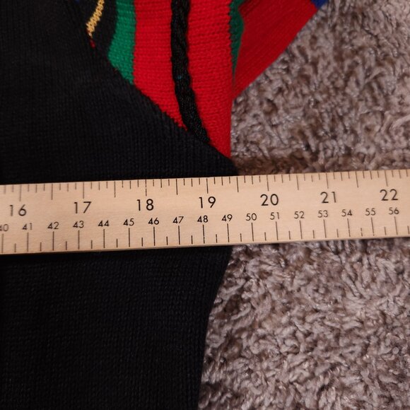 Michael Simon Cardigan Womens Petites Small Black Red Colorful Sleeves Sweater - Picture 4 of 10